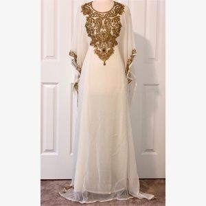 Ivory Dubai Kaftan Farasha Abaya Dress